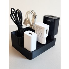 ART3 5 Bölmeli Akıllı Adaptör Düzenleyici - Modern Ofis ve Masaüstü Organizer - Mat Siyah