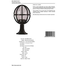 BSU-68080-M2-KOP Siyah Elektrostatik Toz Boyalı Dış Mekan Aydınlatma, E27, Aluminyum, Akrilik Cam, 30CM