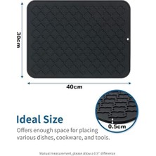 Bulaşık Yıkama Matı, 40X30 cm Silikon Mutfak Paspası, Kolay Temizlenen Bulaşık Kurutma Matı, Isıya Dayanıklı Sıcak Tencere Altlığı, Tezgah Veya Lavabo Için, Buzdolabı ve Çekmece Astarı (Siyah)