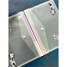 Kağıt Gemi 2’li Şeffaf Tek Bölmeli Panda Desenli Çıtçıtlı Mor Pembe A4 Dosya/belge Dosyası/düzenleyici Klasör