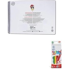 Akademi Çocuk Tükenmez Resim Defteri 25X35CM ve Carioca 6 Lı Joy Set Renkli Malzeme Özellikleriyle