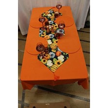 Bal Kabağı Desenli Siyah Arka Plan Dijital Baskılı Runner Amerikan Servis 40X150 cm