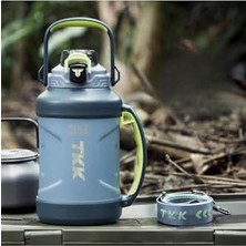 Tkk Boy 1650ML Pipetli/pipetsiz Kullanım Askılı Paslanmaz Çelik Termos Matara (Mavi)