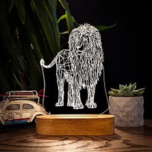 Geometrik Aslan Tasarımlı 3D LED Gece Lambası