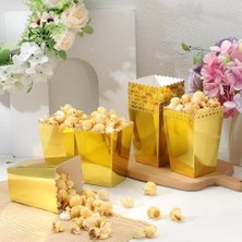 Altın Sarı Renk Popcorn Mısır Kutusu 8 Adet Cips Çerez Kuruyemiş Kutusu