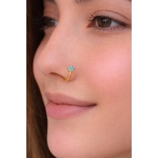 Sacce Scarves & Accessories 925 Ayar Gümüş Firuze Mavi Çiçekli Halka Hızma Gold