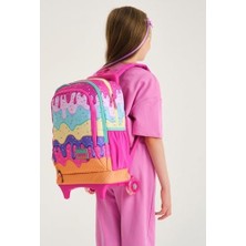 Işıklı Tekerlekli Dondurma Çekçek Okul ve Seyahat Çantası Kız Çocuk Rengarenk