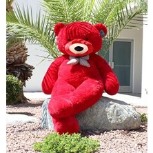 150 cm Papyonlu Peluş Ayı-Dev Boy,% 100 Yerli - Sevgiliye Özel Hediye Kırmızı