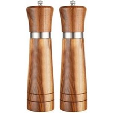 Akasya Komple Ahşap Tuz Karabiber Değirmeni Baharat Öğütücüsü 21 cm - 2 Adet - 393
