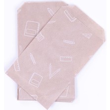 Kırtasiye Desenli Kese Kağıdı, Kraft 11X20-100 Adet