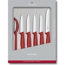 6-Piece Paring Bıçak Seti, Ekstra Keskin Bıçak, Hediye Kutusu, Paslanmaz Çelik, Kırmızı