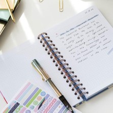 A5 Spiralli Sert Kapak Lastikli Kareli Tarihsiz Not Defteri Dalgalar