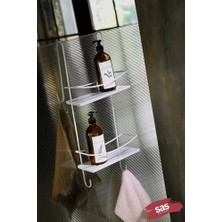 Ömür Boyu Paslanmaz Kristal Raf Banyo Düzenleyici Şampuanlık Beyaz Dşbb