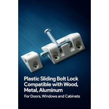 Plastik Sürgülü Kilit, Ahşap, Metal, Alüminyum Uyumlu, Kapı, Pencere, Dolap Için, Dayanıklı, Sürgü Mandalı, Kayar Kilit Mekanizması (7 Cm, 2 Adet)