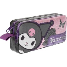 Temalı Lisanslı Mat Okul Kalem Kutusu Çift Bölmeli Çocuk Bez Kalem Çantası (Siyah-Pembe)