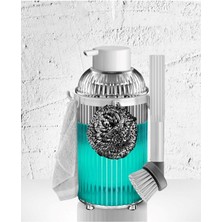 Mutfak Bulaşık Temizlik Seti Havlu Askısı Fırça Sabunluk Füme 3369