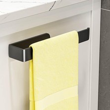 Siyah Yapışkanlı Solo Peçetelik ve Havluluk – Paslanmaz Metal Lüks Tasarım Kağıt Havlu Askısı, Delmeden Montajlı Mutfak ve Banyo Peçete Tutucu