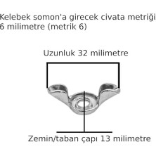 Kelebek Somun Çok Amaçlı Somon Civata Somunu Sac Somun 6 Adet Metrik 6
