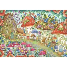 , 1000P Puzzle Çiçekli Mantar Evler, Yetişkin Puzzle