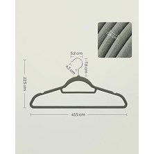 Kadife Elbise Askısı 20'li Set Kaymaz Küçük Bağlantı Demiri 360° Dönen Kanca 0,6 cm Kalın Yerden Tasarruf 43,5 cm Uzun Coats Pantolon Için Gümüş Gri CRF20V