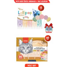 Wanpy 3lü Ödül Seti: 50 Adet 4 Lezzet Krema Kedi Ödülü + 15LI Ranova Maltlı Kedi Lolipopu 40GR Ezme Hediyeli!