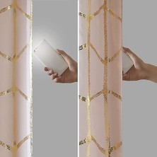 Raina Total Blackout Metalik Baskı Gromet Üst Tekli Perde Paneli Termal Yalıtımlı Işık Engelleyici Drape, Yatak Odası, Oturma Odası ve Yurt Için, 50 x 84, Allık/altın, 1 Adet