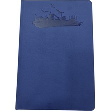 Lüks Deri Kapak Çizgili Defter (Lacivert)