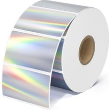 Termal Yazıcı Etiketleri, 500 Adet Holografik Gümüş Termal Barkod Etiket Kağıdı, Parlak Termal Yazıcı Etiketi, Ofisler, Süpermarketler ve Dıy Logo Tasarımı Için Termal Etiketler