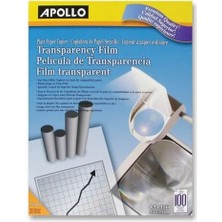 Apollo Fotokopi Makinesi Için Şeffaf Folyo, Şeffaf Üzerine Siyah, 100 Adet