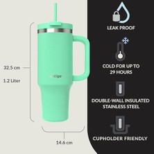 Üniseks Yetişkin Streeterville Tumbler Pipetli Yalıtımlı Su Şişesi, 1.2l, Açık Yeşil