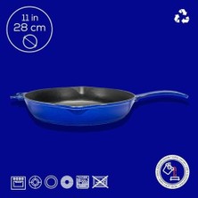 Metal Premium Serisi - Döküm Kızartma Tavası, Yuvarlak, 28 Cm, Majolik Mavi