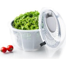 Pratik Salata Kurutucu, Sebze Yeşillik Marul Yıkama ve Kurutma Kabı Leğen Şeklinde Çevirmeli (Gri)
