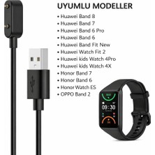 Schitec Huawei Honor Band 6 Uyumlu Manyetik USB Şarj Kablosu 1 Metre Siyah