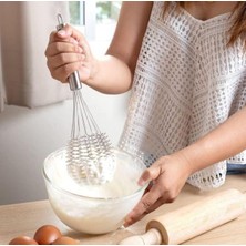 Paslanmaz Çelik Spiral Çırpıcı - 32 cm Yumurta Çırpma Teli | El Mikseri | Manuel Karıştırıcı | Ergonomik Saplı Mutfak Aleti