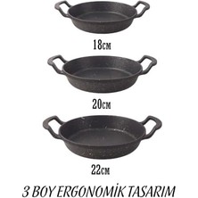 3'lü Döküm Sahan Seti, 3'lü Yumurta, Omlet Tavası, 3 Boy Döküm Siyah Granit Sahan Tava (22CM-20CM-18CM)