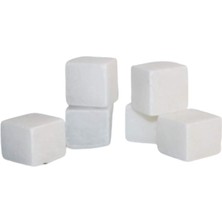 Beyaz Mermer Viski Taşı 6 Adet Küp Buz Taşı