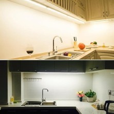 Mutfak Tezgah Altı Aydınlatma Slim LED Bant Armatür 220 Volt Elektrik Ile Çalışır Mutfak Dolap Altı LED Tezgah Işığı (Beyaz Işık, 5 Watt - 31,5 Cm)