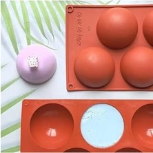Siliko World 5'li Yarım Küre Muffin, Çikolata, Kek Kalıbı, Silikon Kalıp 8cm, Kahverengi