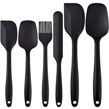 Newk Dayanıklı Silikon Spatula Seti, 6 Parça Set, Yapışmaz Kauçuk Spatula Mutfak Gereçleri Paslanmaz Çelik Çekirdekli, Pişirme ve Karıştırma, Bulaşık Makinesinde Yıkanabilir Fırın, Siyah