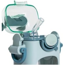 Tritan Çocuk Matarası Askılı 400ML Pipetli Hayvan Kulaklı (Turkuaz)