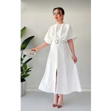 Meecy Midi Boy Elbise Kemer Detaylı Midi Elbise