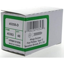 45363#7 x 3/4-Inç Düz Phillips Ahşap Vida, Antik Bronz, (40'lı Paket)