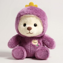 Pufi Şapkalı Peluş Ayıcık | Yumuşacık Oyun ve Uyku Arkadaşı, 35 Cm, Mor Renk | Çocuklar Için Doğum Günü Hediyesi | | Dinazor Kıyafeti Giyen Pufi Ayıcık