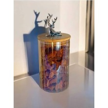 (9X15 Cm) 1 Adet Gökkuşağı Geyikli Cam Saklama Kavanozu Geyik Başı Gümüş Renk Hava Geçirmez Y-461,GÖKKUŞAĞI