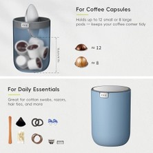 Eko Mini Masa Çöp Kovası Döner Kapaklı 0,4 Galon Küçük Masa Yuvarlak Çöp Sepeti Ofis, Ev, Araba Için (Mavi)