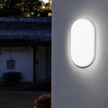 20W Oval Beyaz LED Armatür – IP65 Su Geçirmez Tavan/duvar Lambası, 6500K Beyaz Işık, 2000 Lümen, 27X16.7 Cm, Iç ve Dış Mekan Kullanıma Uygun, Banyo Balkon Bahçe Aydınlatması