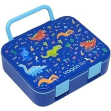 Bento 1000ML Lunchbox Tek Katlı 3 Bölmeli Kulplu Abs Plastik Çocuk Sefer Tası Yemek Kutusu (Lacivert)