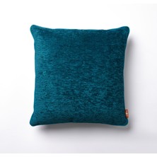 The Kun Yumuşak Tuşeli Kendinden Dokulu Biyeli Düz Zemin Kırlent Kılıfı-Petrol Yeşili