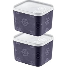 2'li Set No Frost Saklama Kabı Lacivert 1250 ml