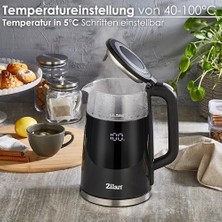 Sıcaklık Ayarlı Cam Su Isıtıcısı 1,7 L (40 °c Ila 100 °c) - Bakım Fonksiyonu - Sıcaklık Seçimli LED Ekran - 2200 W - %100 Bpa Içermez